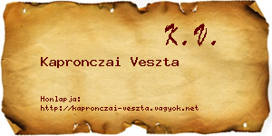 Kapronczai Veszta névjegykártya